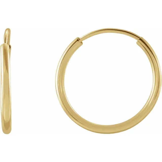 14K Yellow 12 mm Flexible Endless Hoop Earrings
