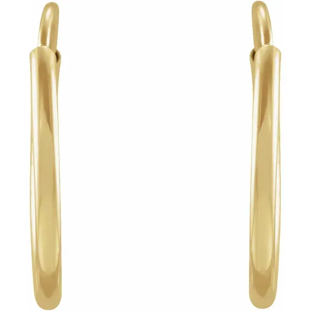 14K Yellow 12 mm Flexible Endless Hoop Earrings