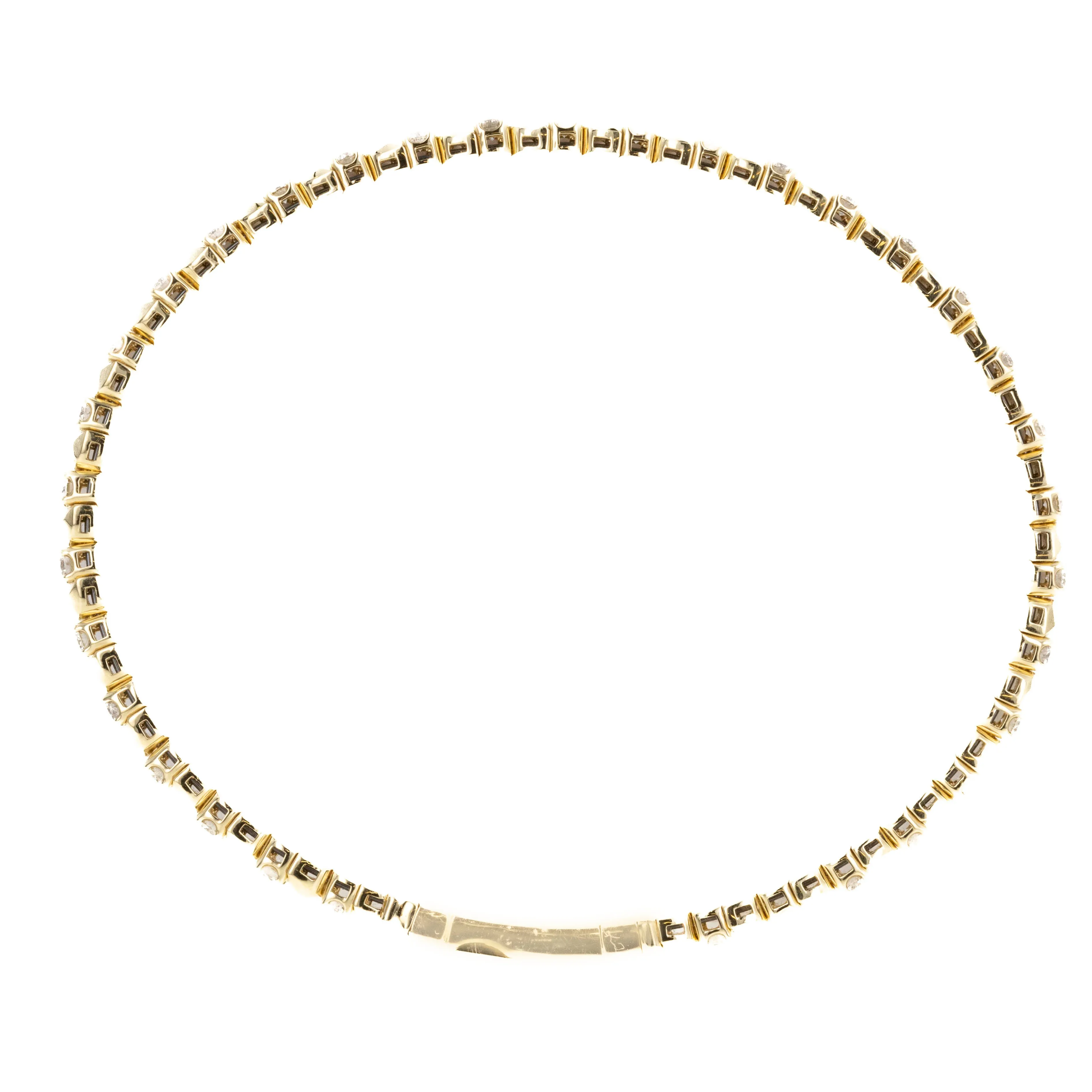 18K Gold 1 Carat Round Diamond Swirl Flexible Bangle