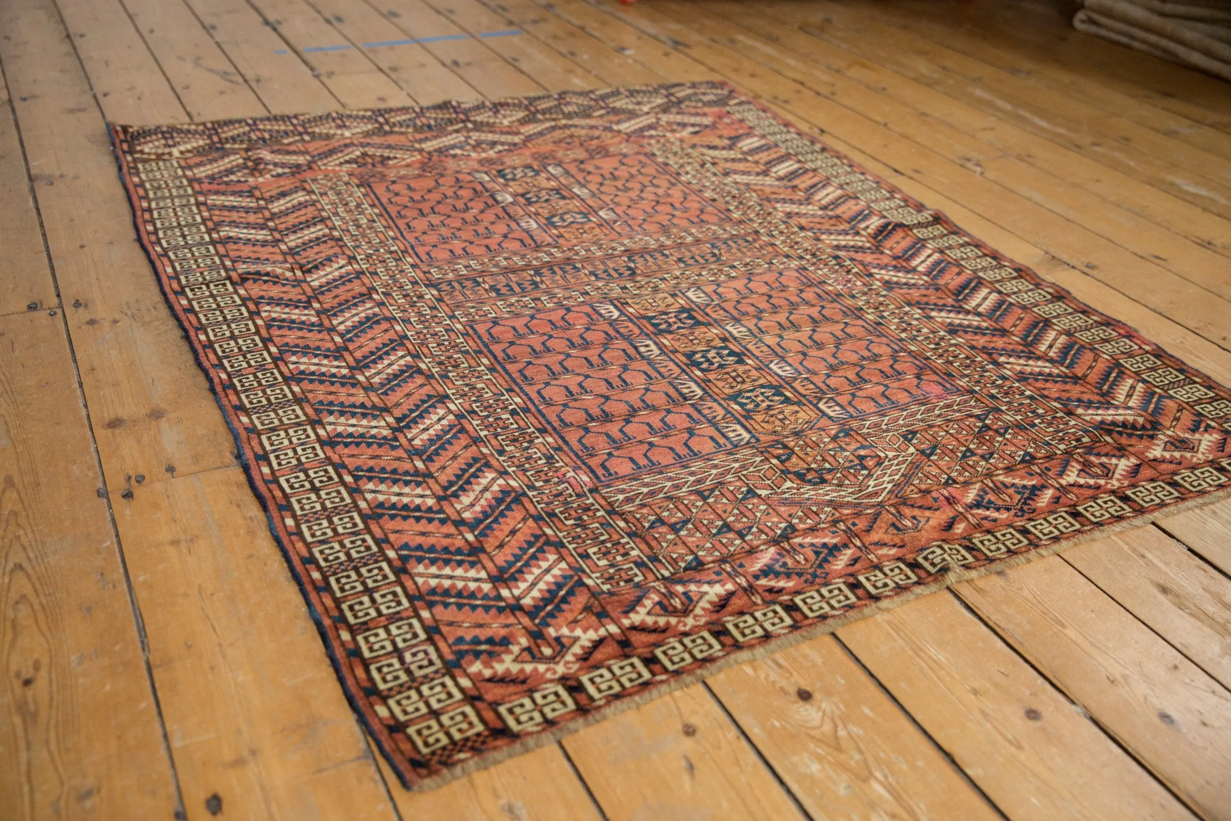 4x5 Antique Turkmen Square Rug