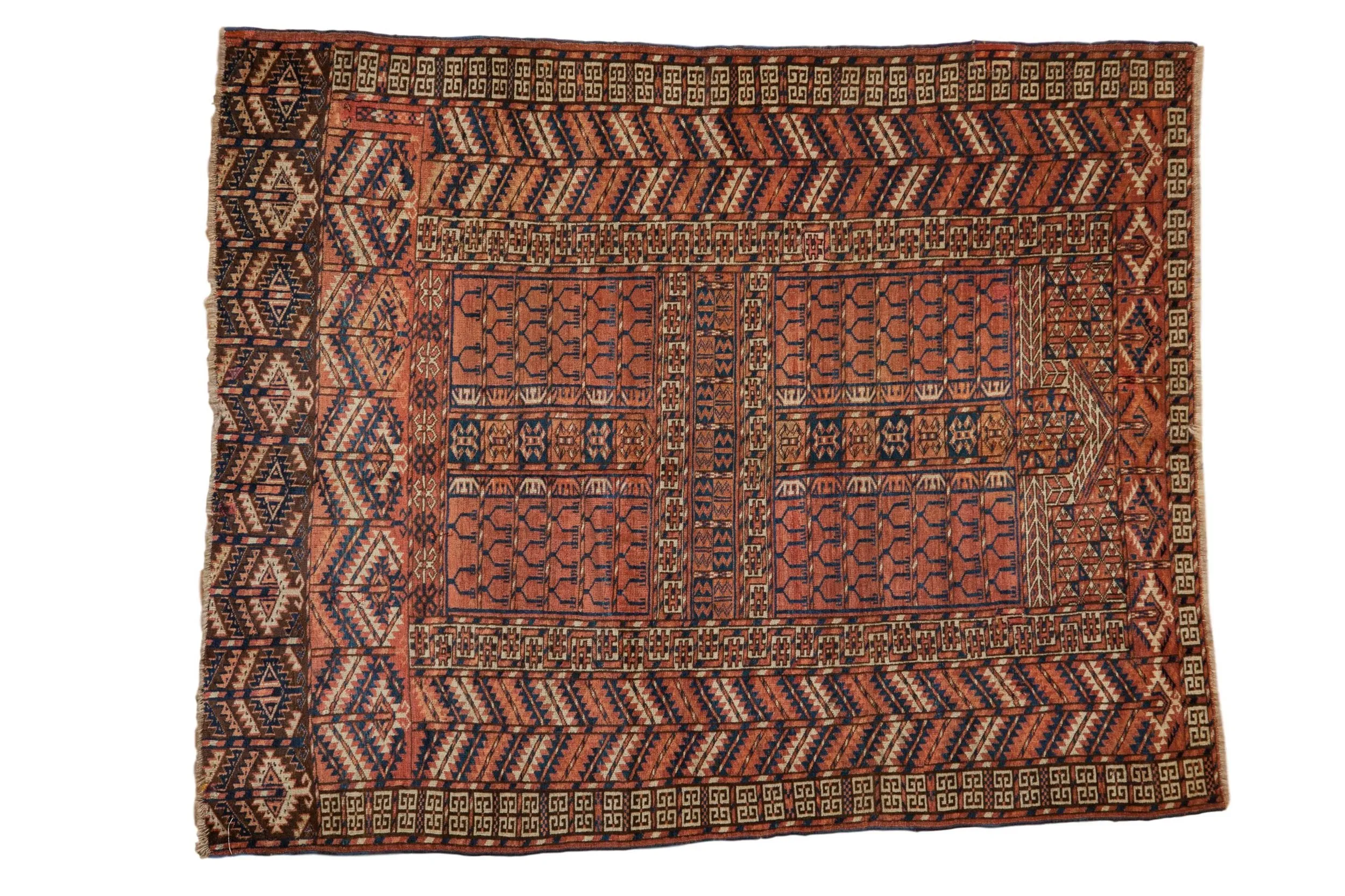 4x5 Antique Turkmen Square Rug