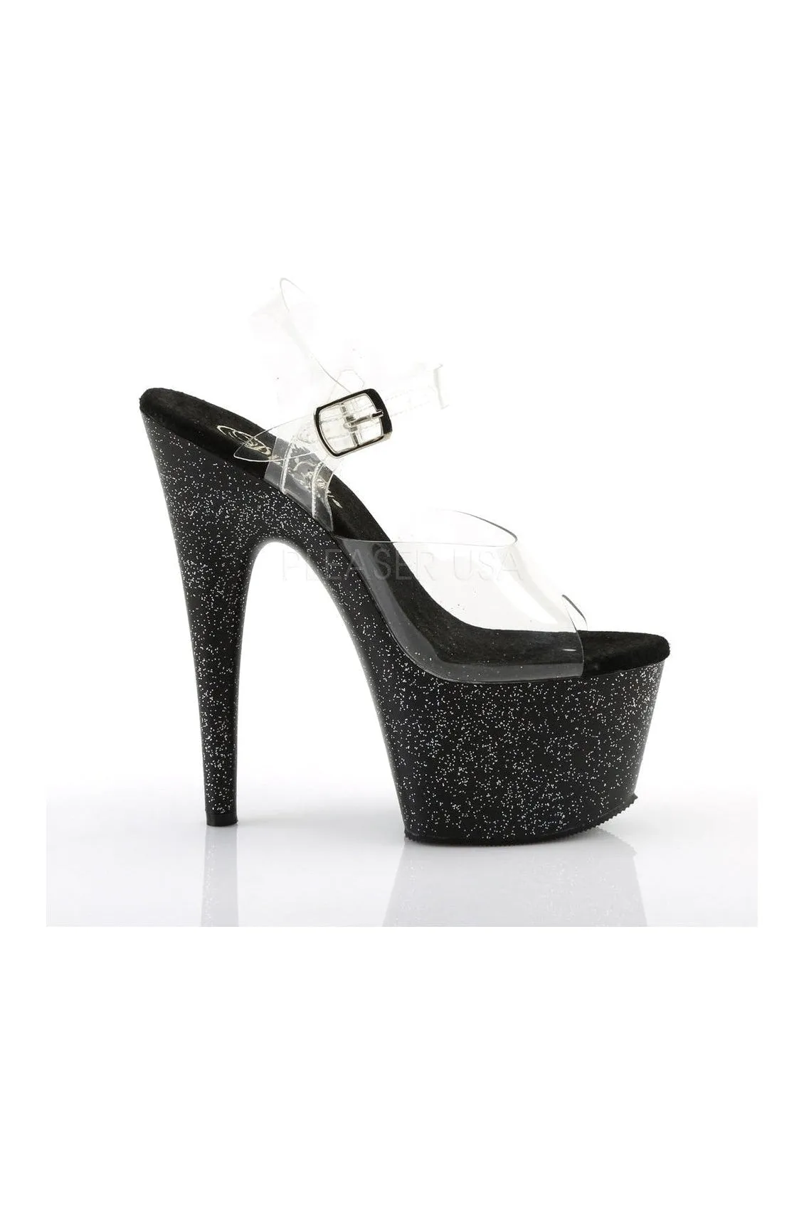 ADORE-708MG Platform Sandal  | Black Vinyl
