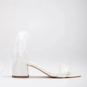 Ariadne Vegan Leather Ribbon Wedding Heels | Ivory