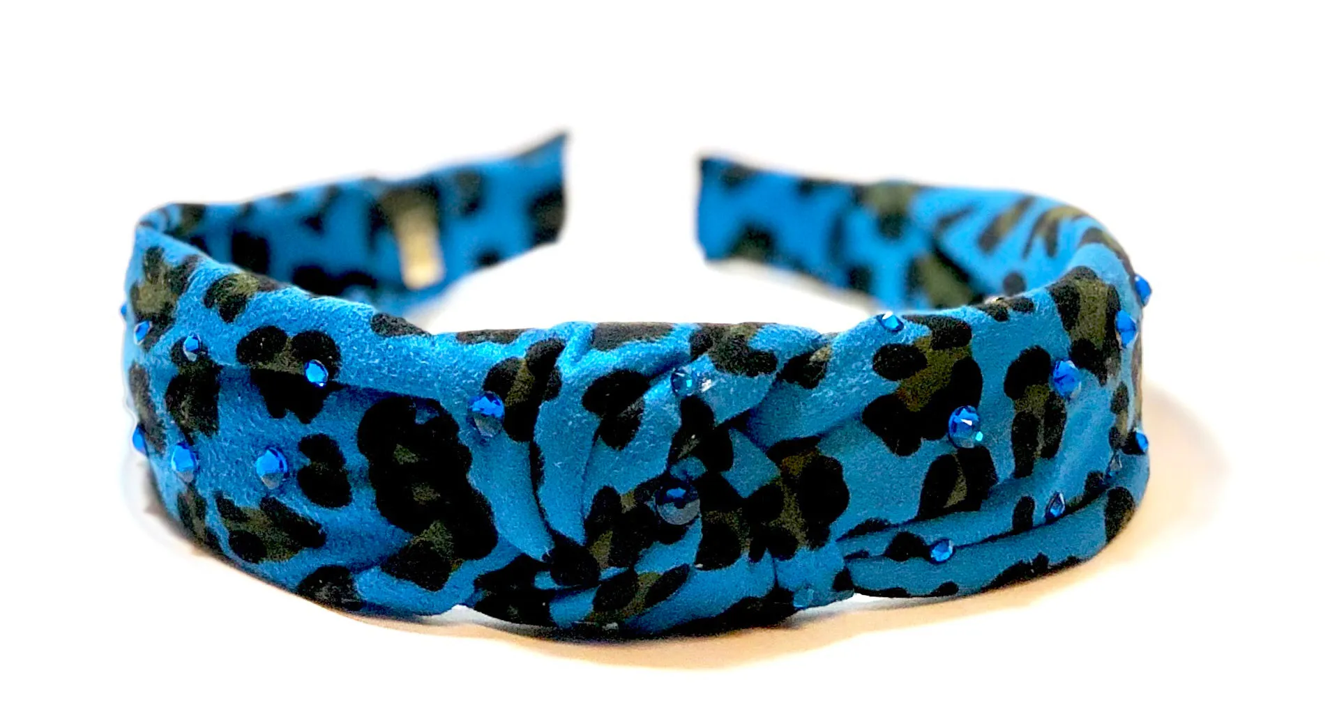 Bari Lynn Suede Animal Print Twist Knot Headband with Crystals