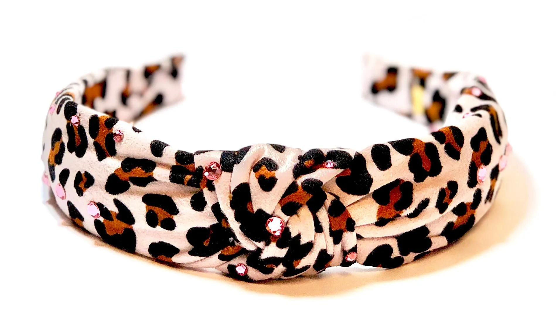 Bari Lynn Suede Animal Print Twist Knot Headband with Crystals
