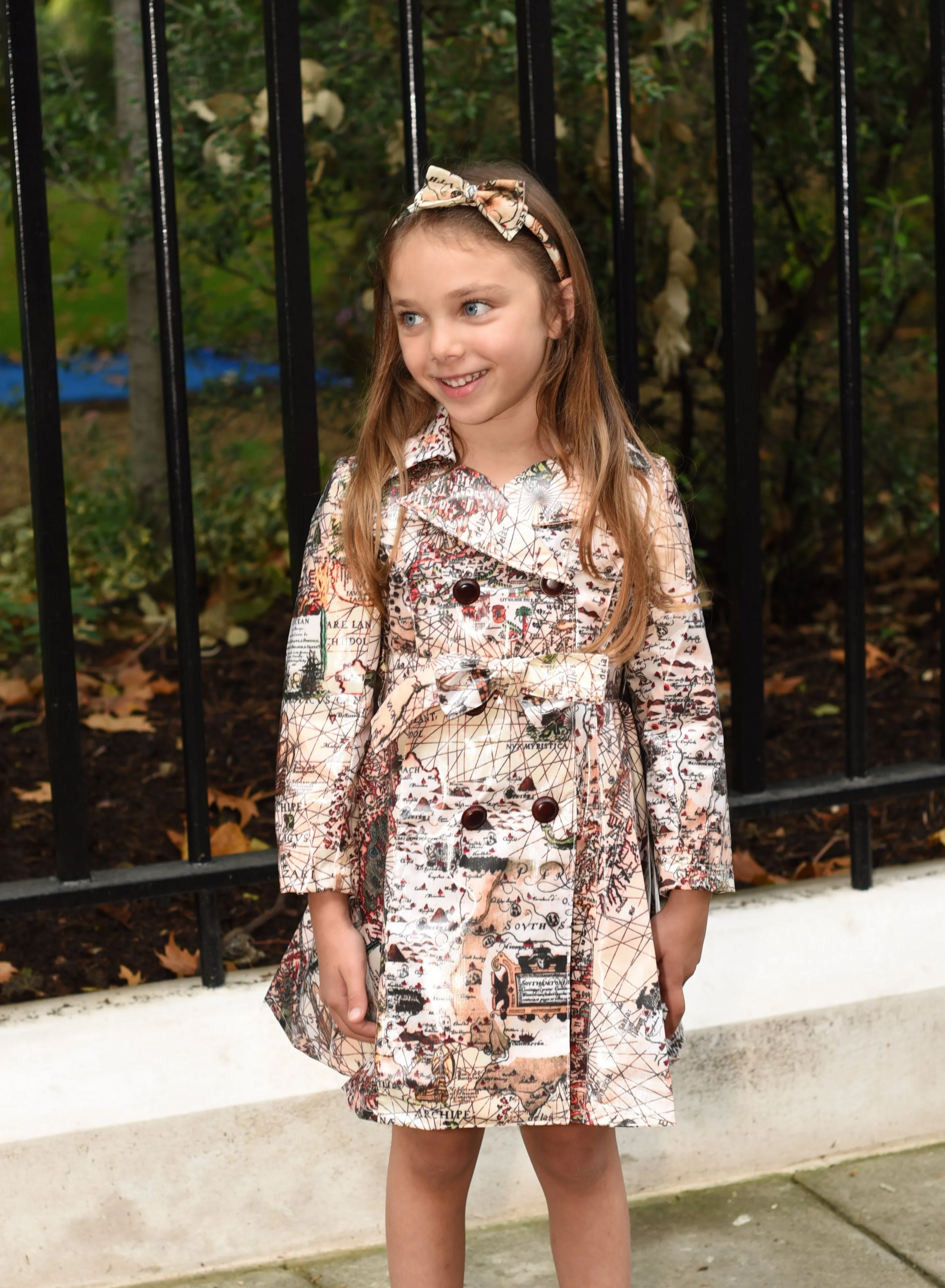 Beige Map Cotton Bow Headband