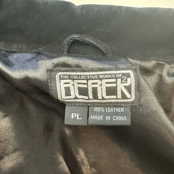 Berek Jacket Black Leather/Suede Studded Fringe  Sz PL