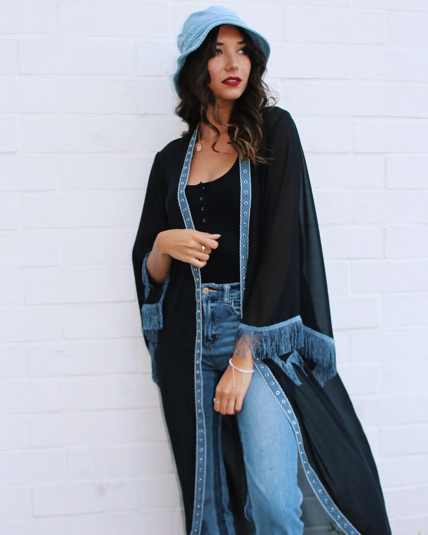 Black Denim Kimono