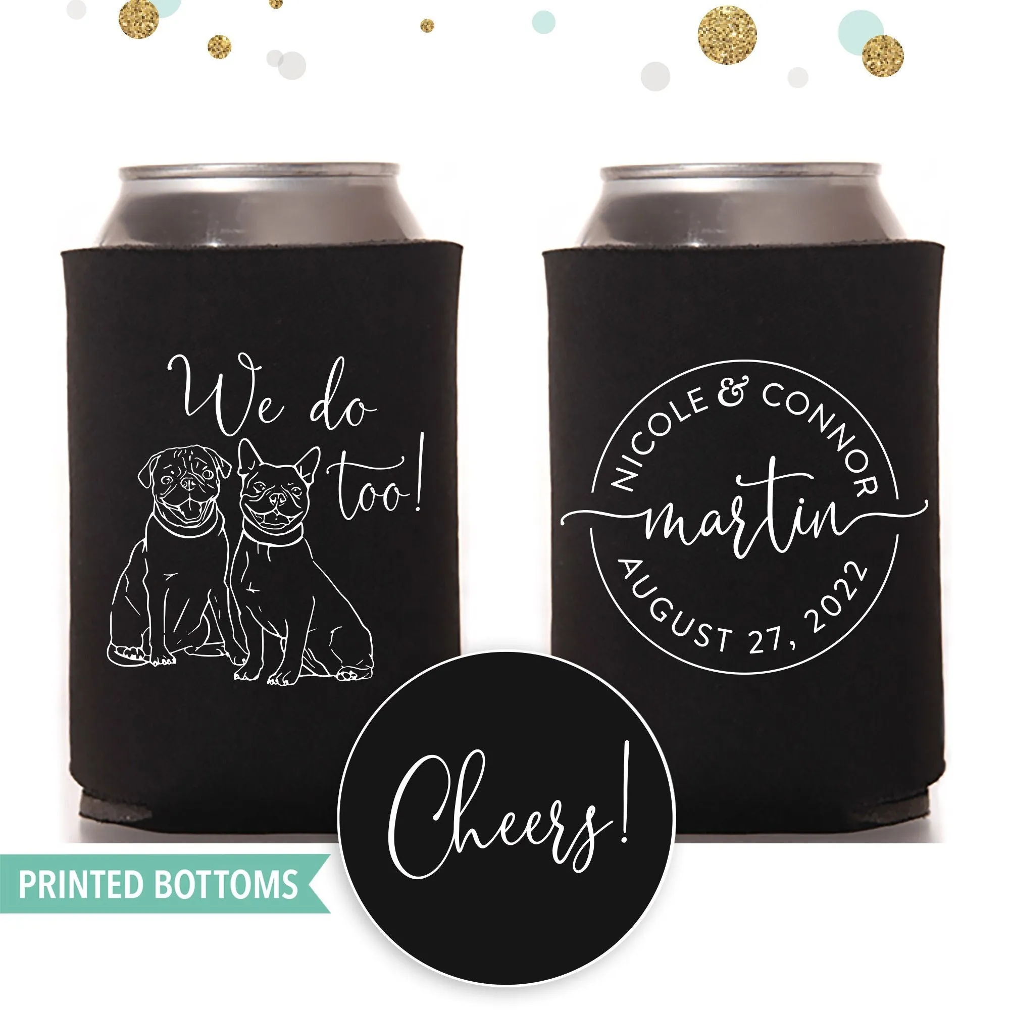 Bottom-Printed Wedding Can Cooler #190B