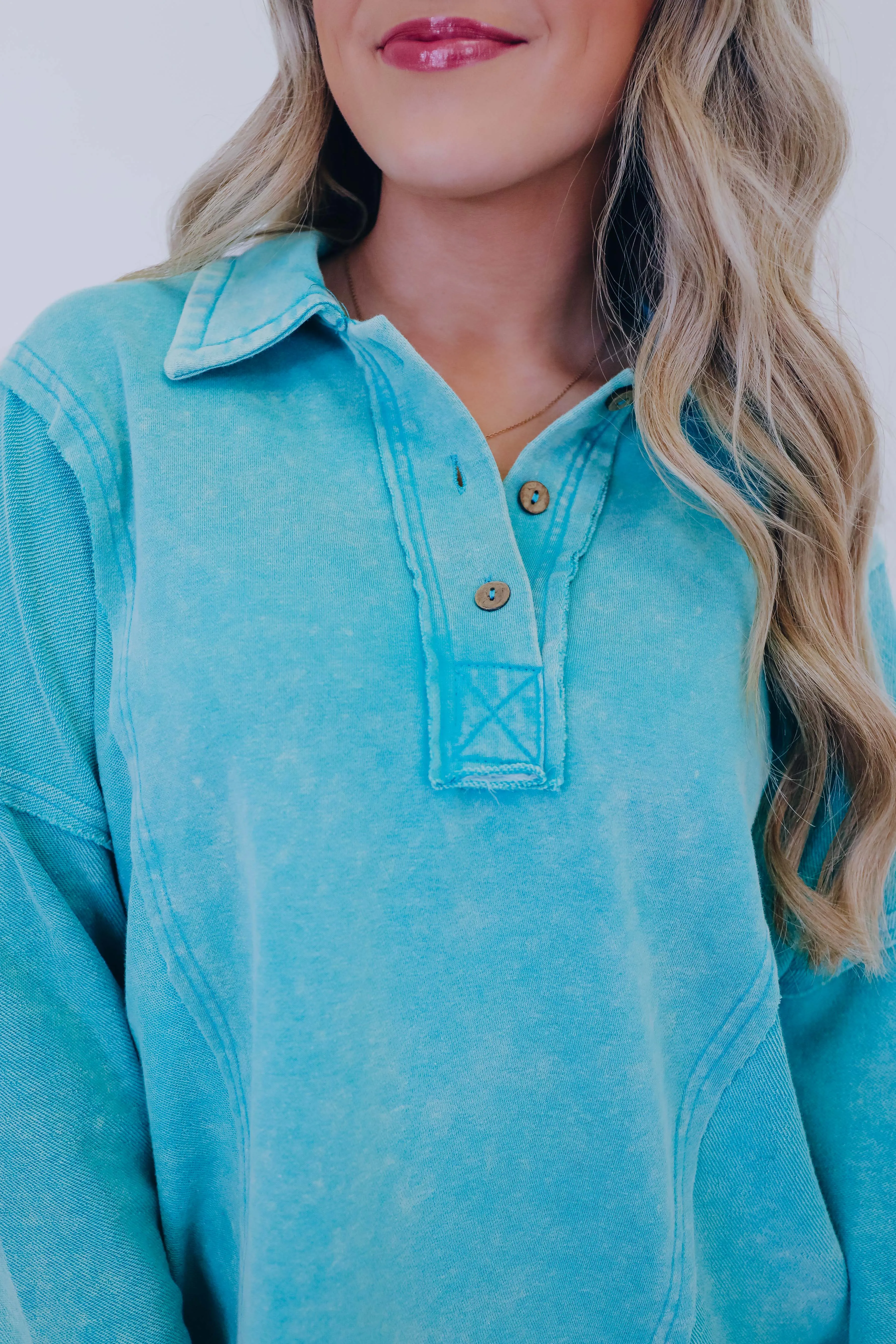 Caleb Collared Washed Henley Top - 2 Colors