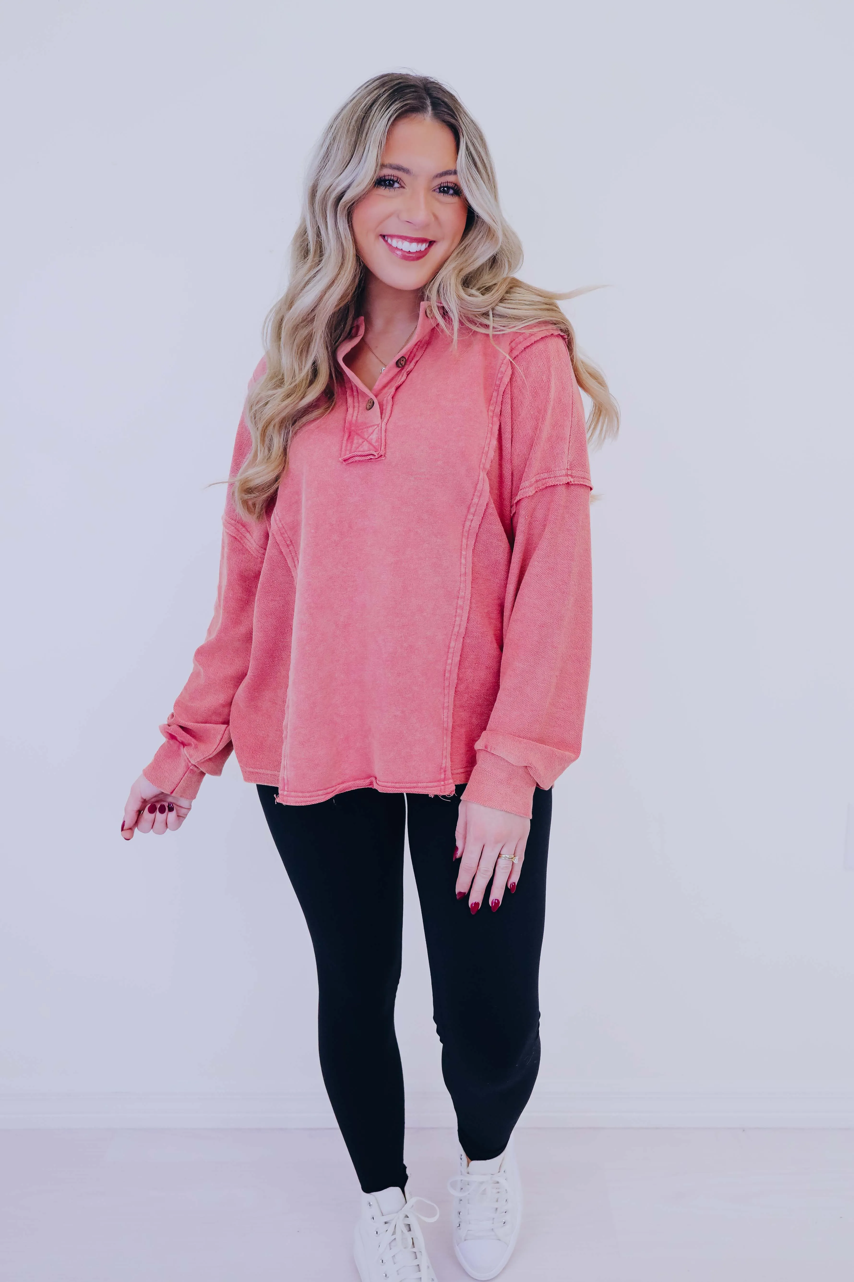 Caleb Collared Washed Henley Top - 2 Colors