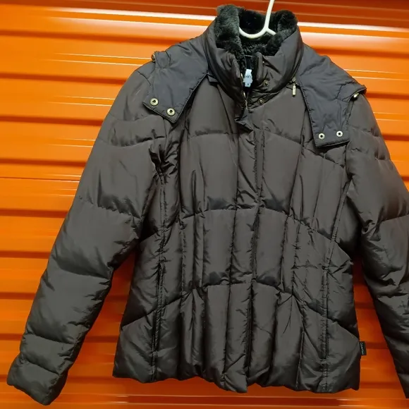 Calvin Klein Down Puffer with Hood Faux Fur Trim