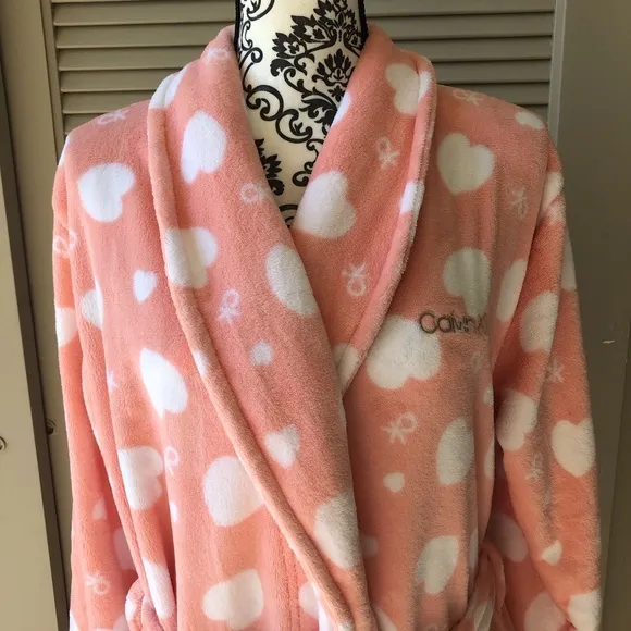 Calvin Klein Pink Hearts Logo Belted Robe Size XS/S