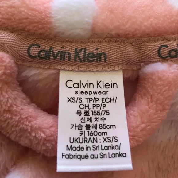 Calvin Klein Pink Hearts Logo Belted Robe Size XS/S