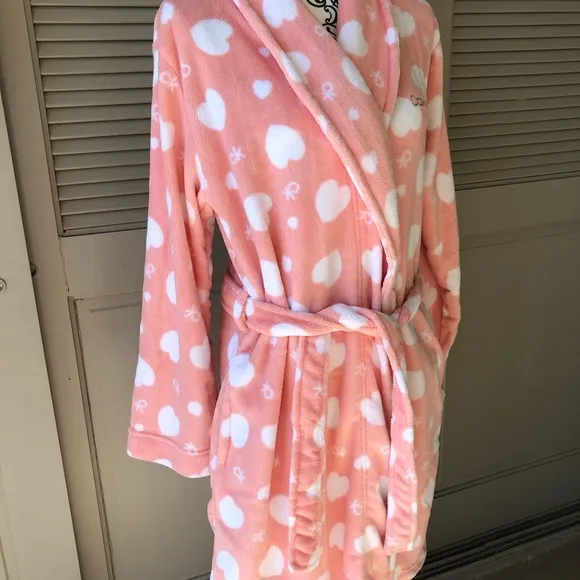 Calvin Klein Pink Hearts Logo Belted Robe Size XS/S