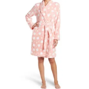 Calvin Klein Pink Hearts Logo Belted Robe Size XS/S