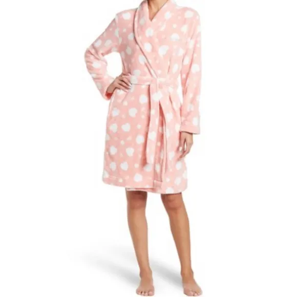 Calvin Klein Pink Hearts Logo Belted Robe Size XS/S