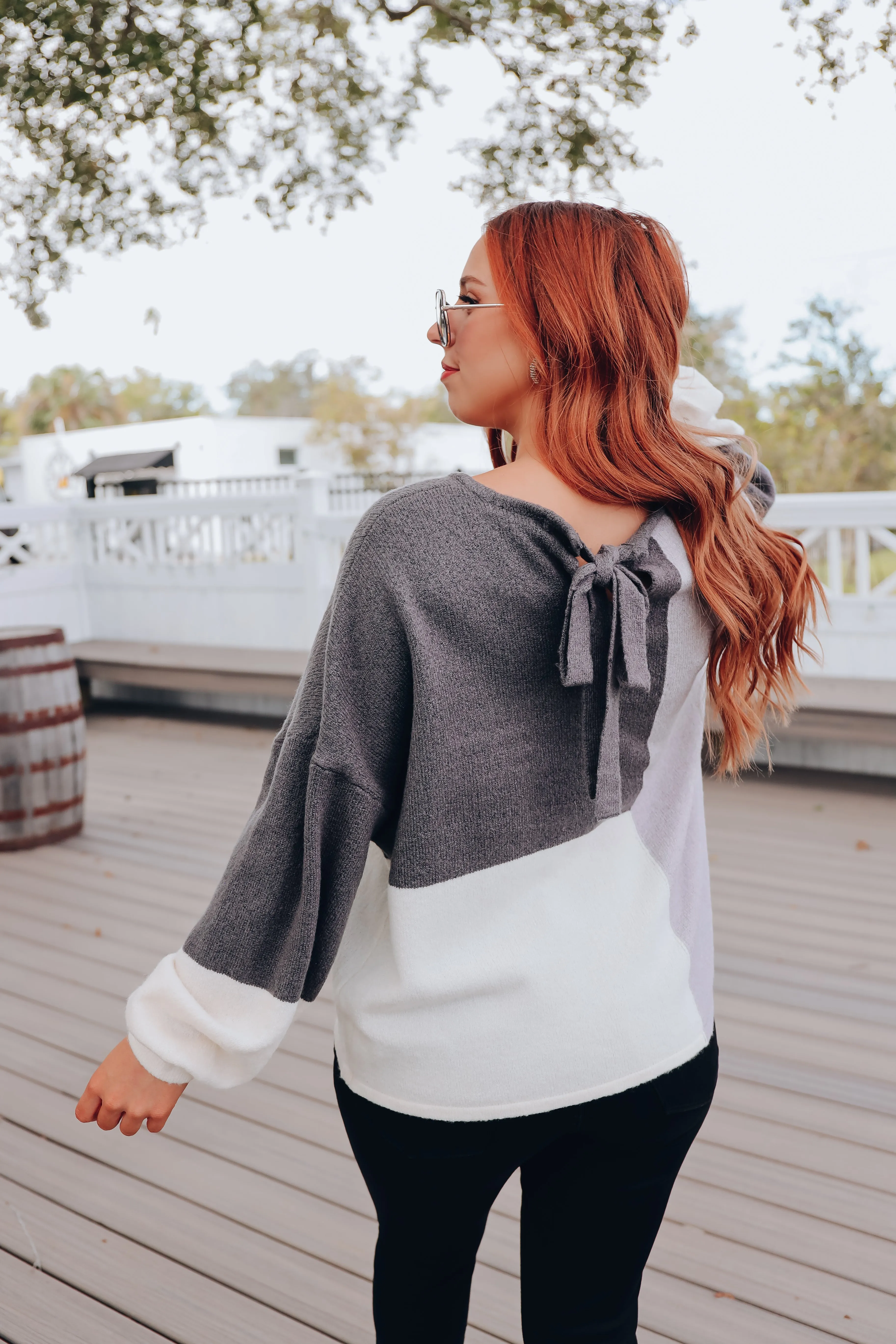 Carmella Color Block Sweater - Charcoal