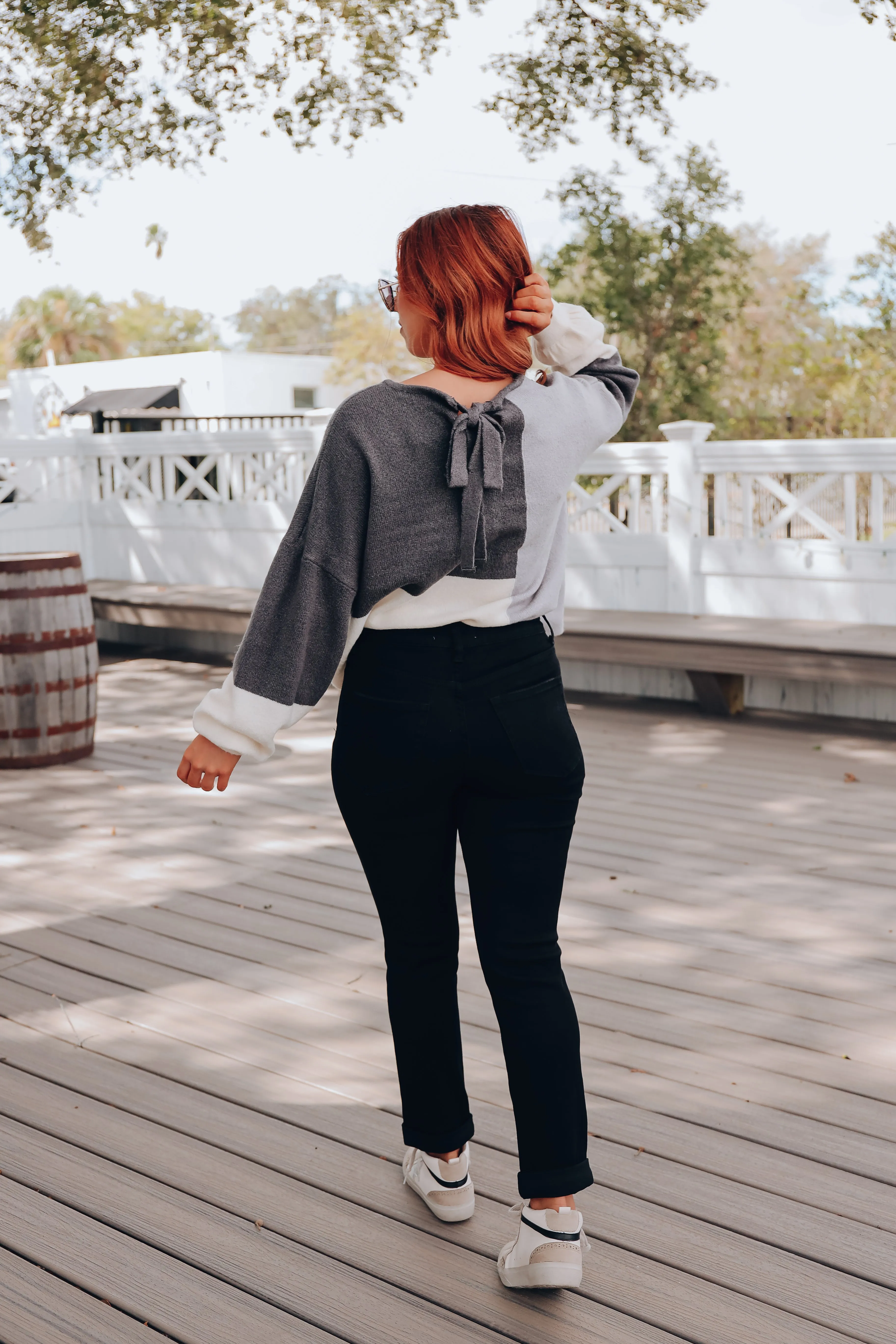 Carmella Color Block Sweater - Charcoal