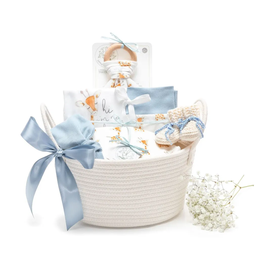 Charley the Giraffe | Organic Baby Gift Basket 7pcs | Baby Boy