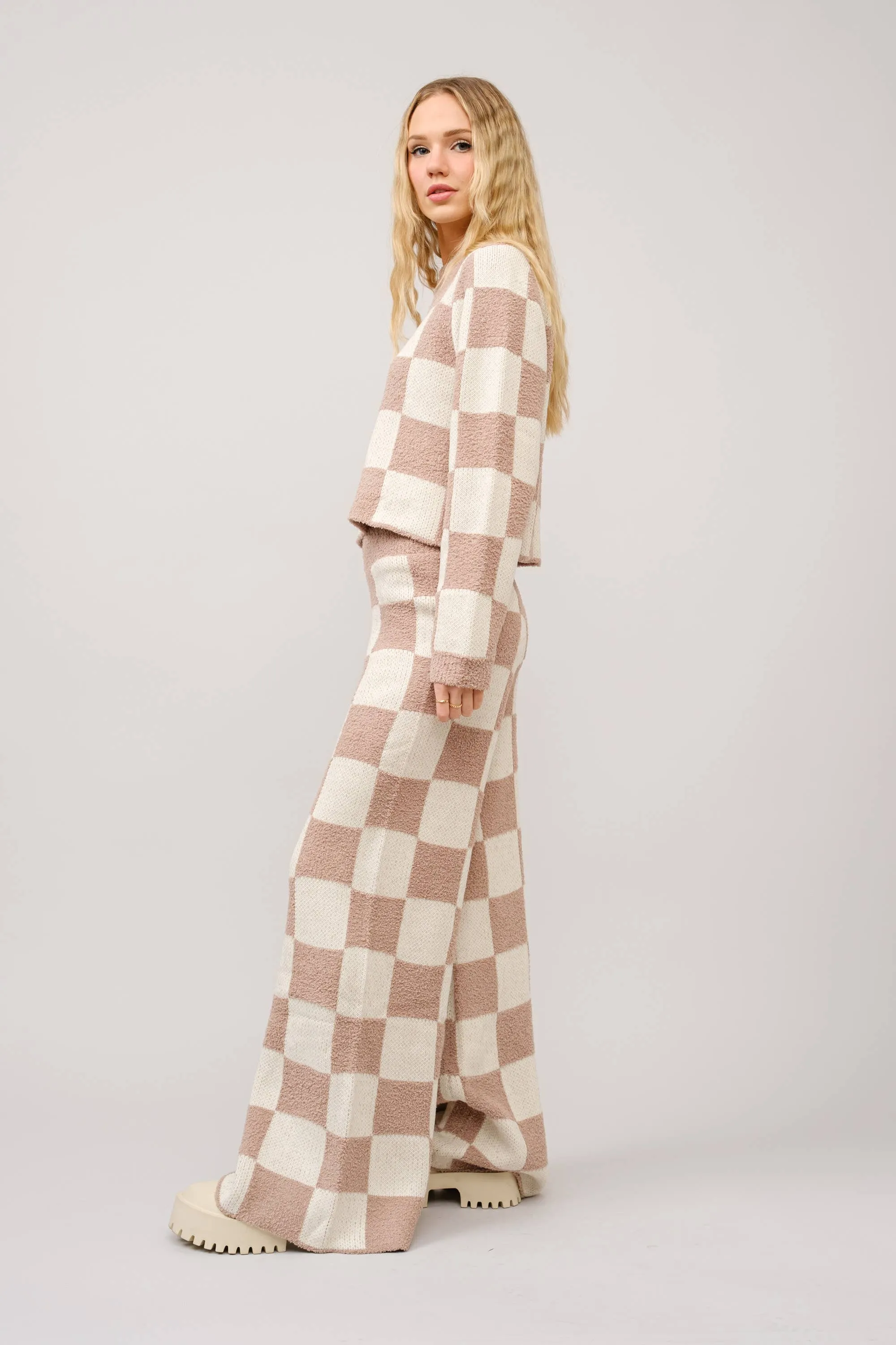 Checkerboard Knit Sweater Pant