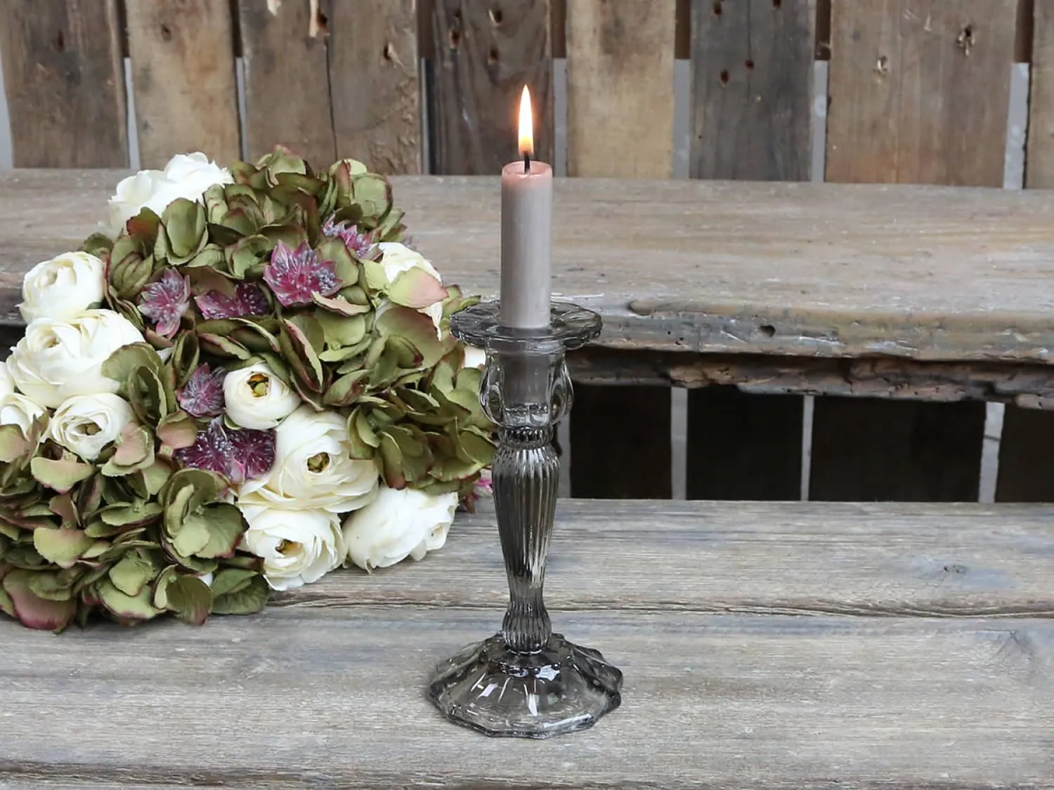 Chic Antique Lysestage m. riller