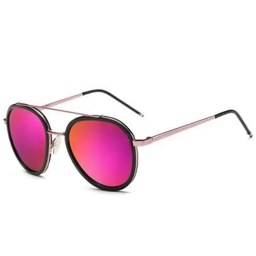 Chic Double-Deck Frame Metal Sunglasses For Women - Purple