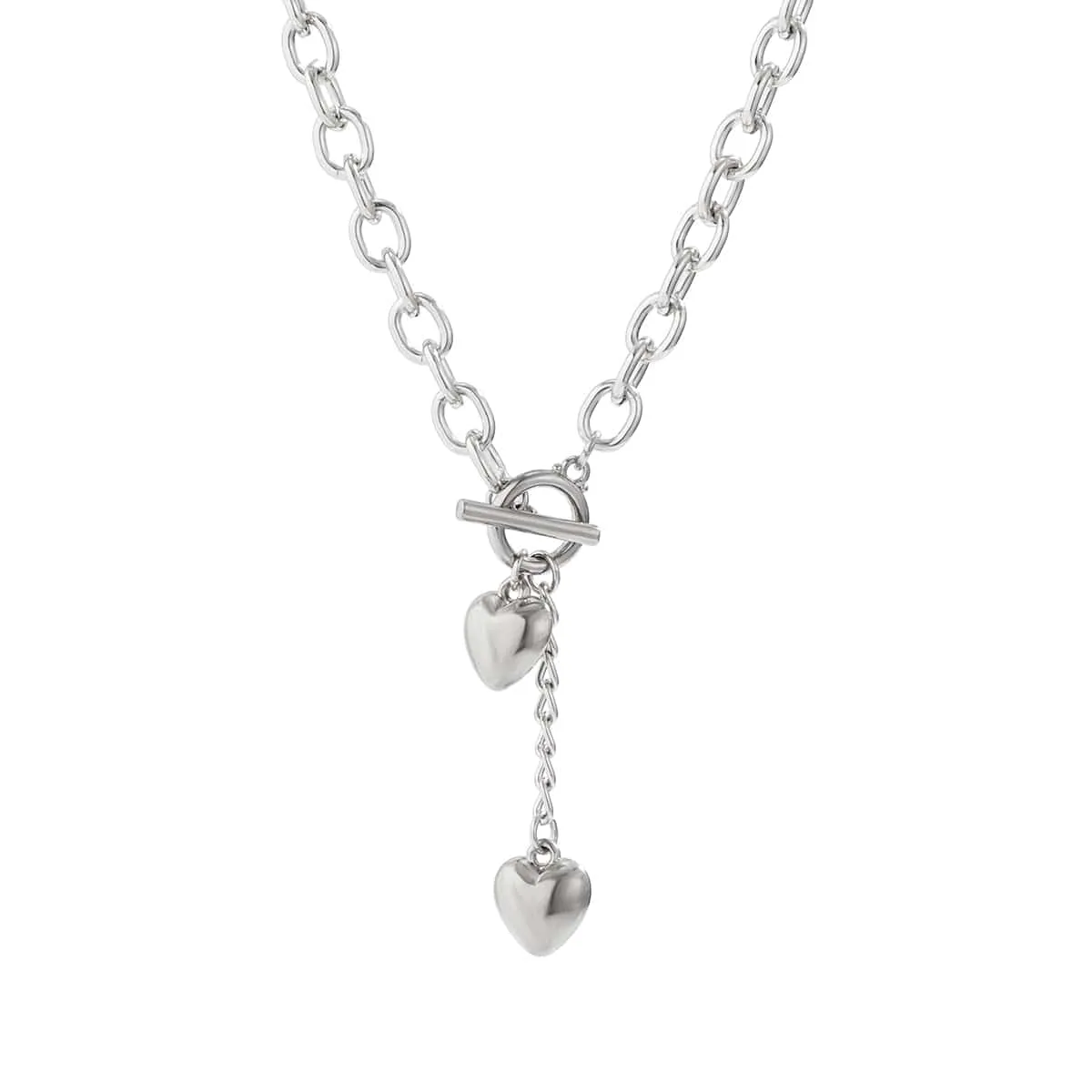 Chic Toggle Clasp Heart Pendant Cable Chain Necklace