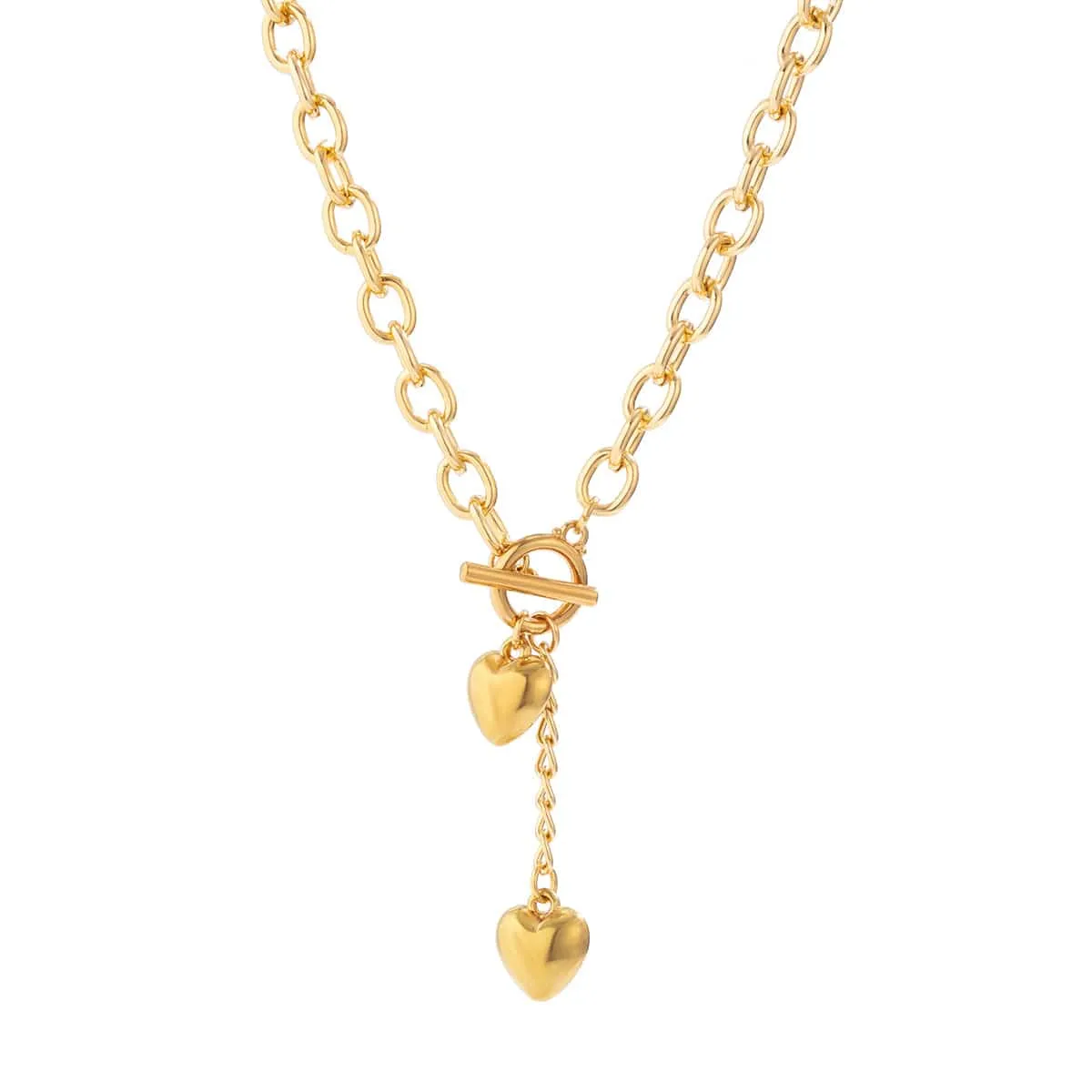 Chic Toggle Clasp Heart Pendant Cable Chain Necklace