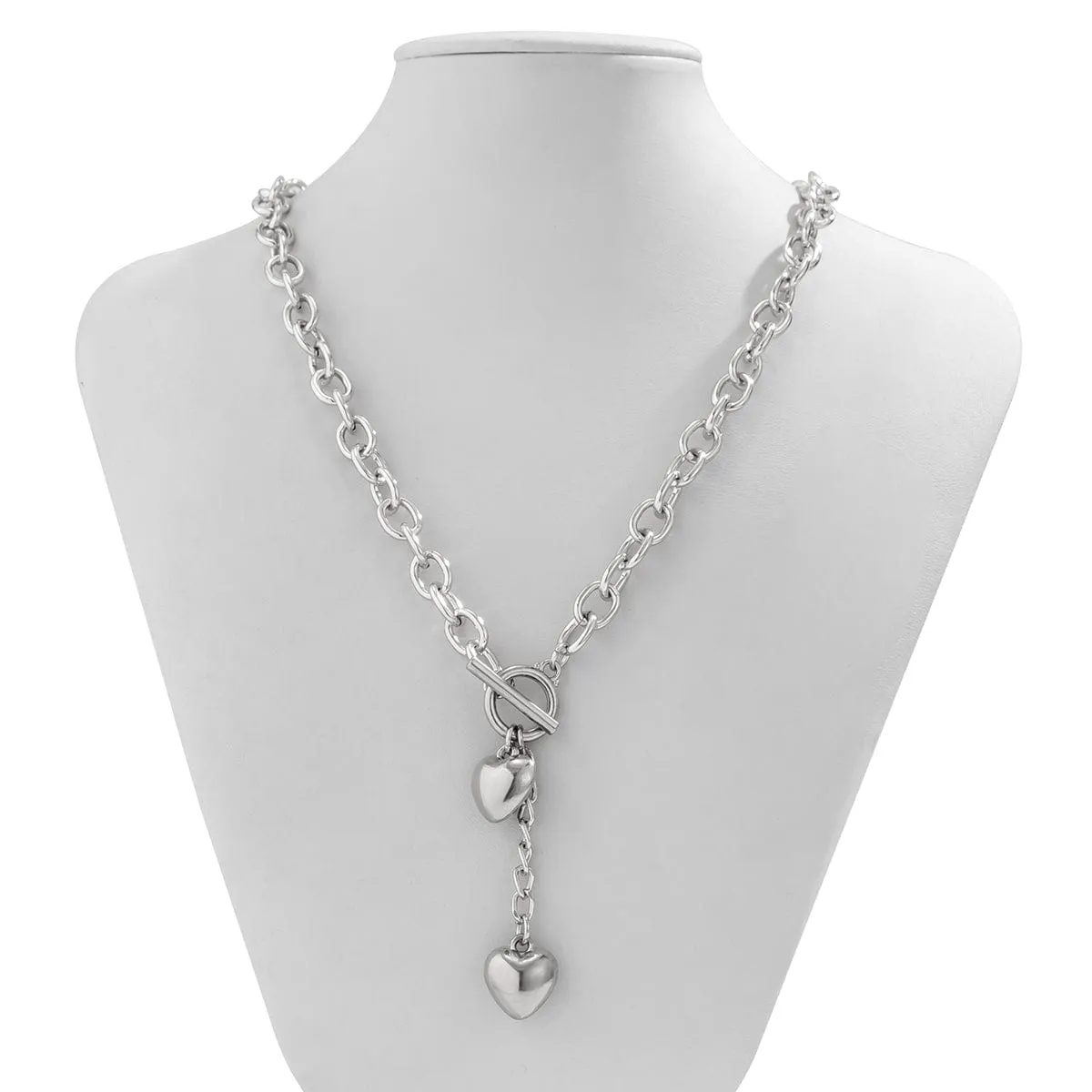 Chic Toggle Clasp Heart Pendant Cable Chain Necklace
