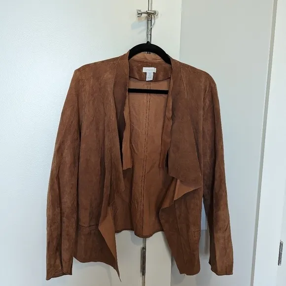 Chico's genuine suede open front jacket sz M