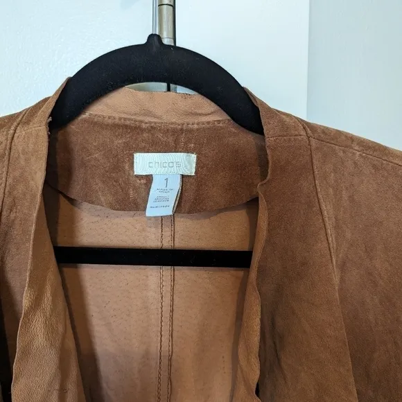 Chico's genuine suede open front jacket sz M