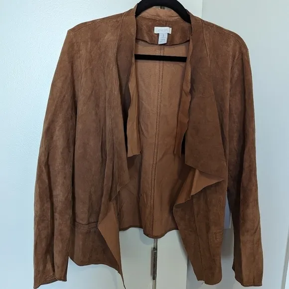 Chico's genuine suede open front jacket sz M