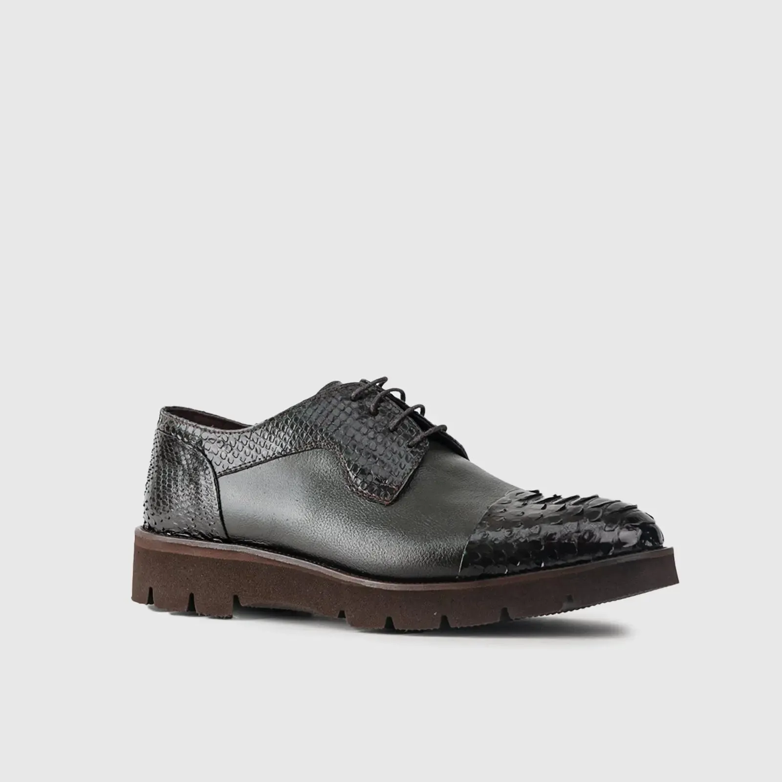 Chunky Sole Dress Oxfords 66292 Green Snake