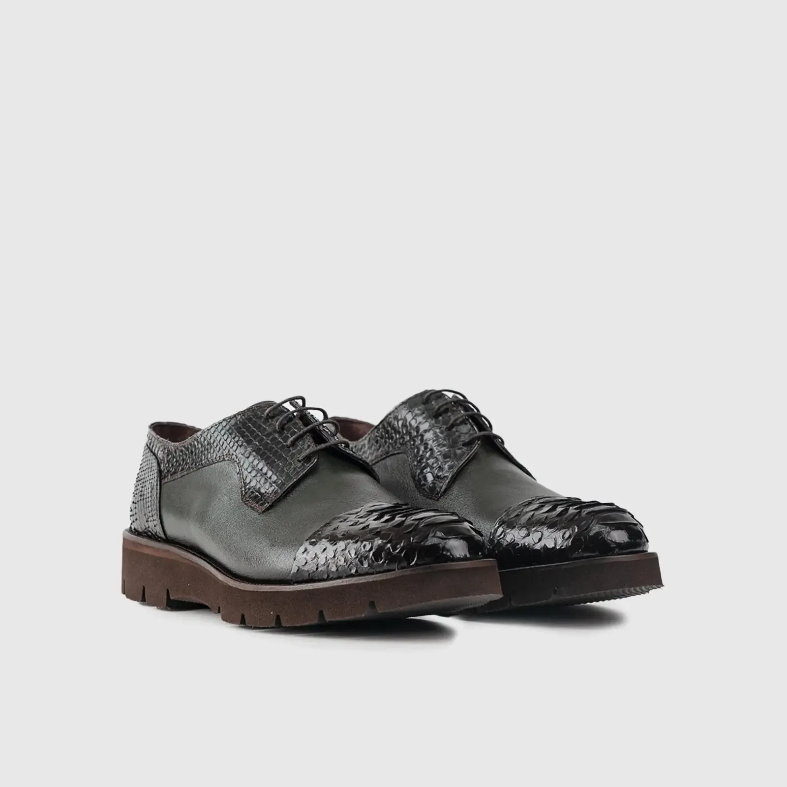Chunky Sole Dress Oxfords 66292 Green Snake