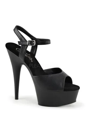 DELIGHT-609 Platform Sandal  | Black Faux Leather