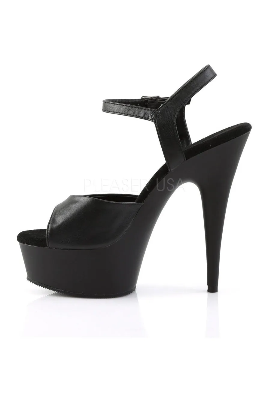 DELIGHT-609 Platform Sandal  | Black Faux Leather