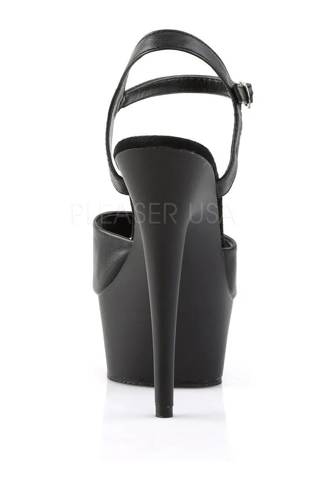 DELIGHT-609 Platform Sandal  | Black Faux Leather