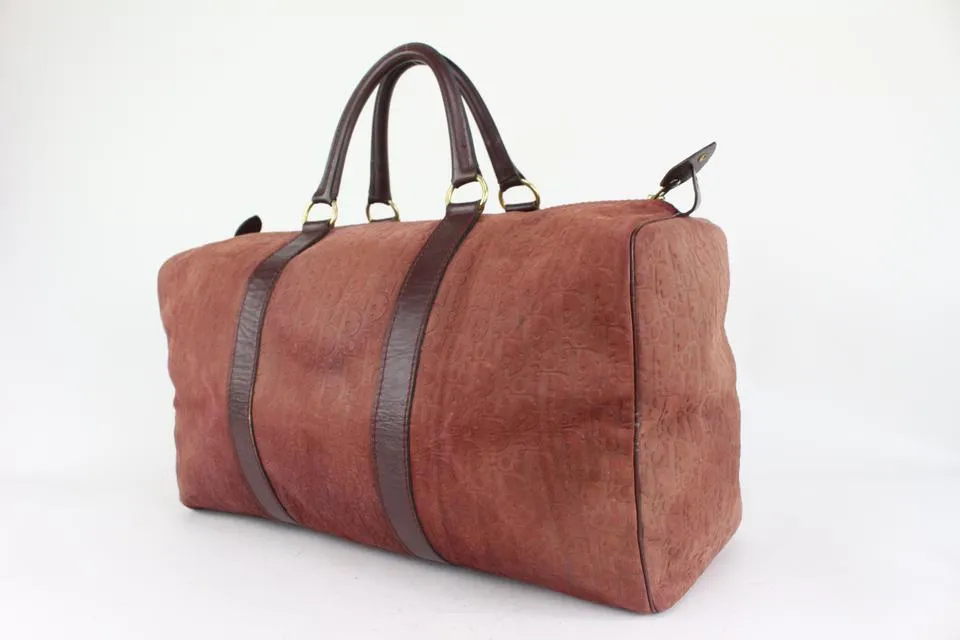 Dior Burgundy Embossed Monogram Trotter Suede Boston Duffle Bag 41da422
