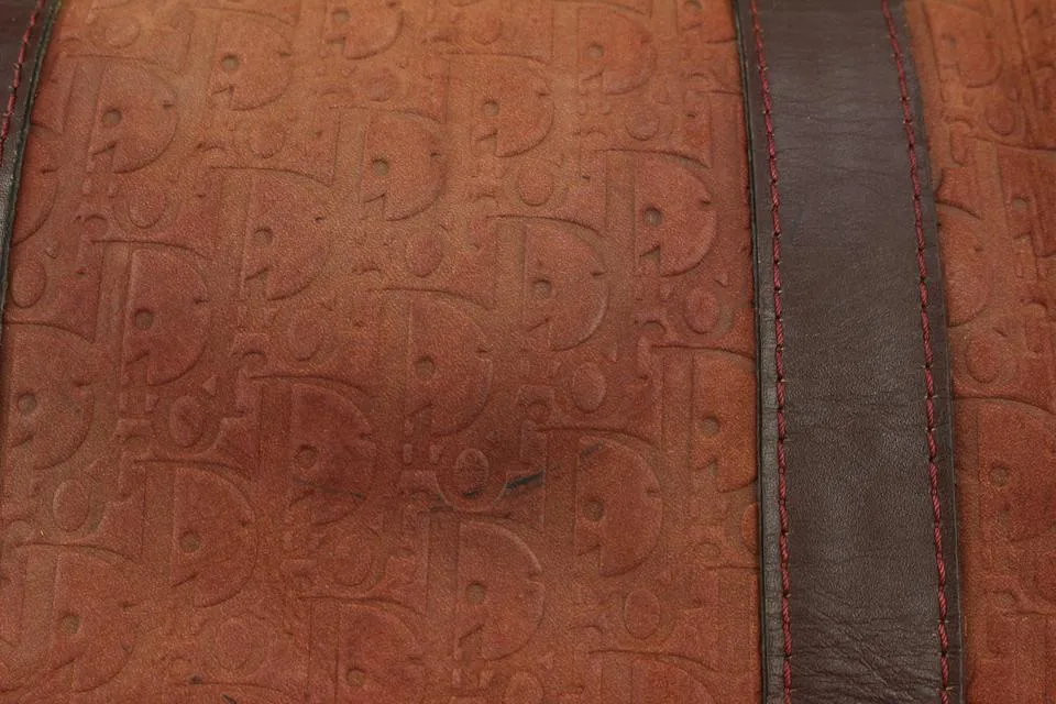 Dior Burgundy Embossed Monogram Trotter Suede Boston Duffle Bag 41da422