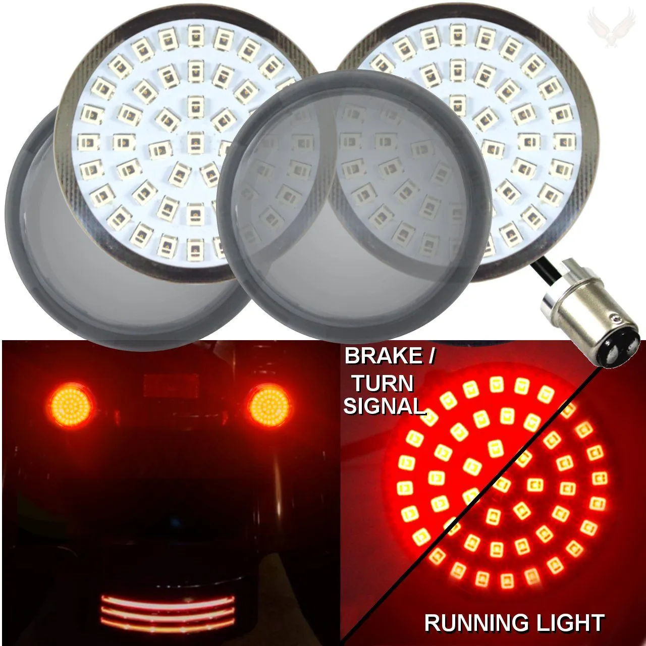 Eagle Lights Rear LED Turn Signal, Brake and Running Light Kit for Harley Davidson Motorcycles - Generation II / 1157 Base