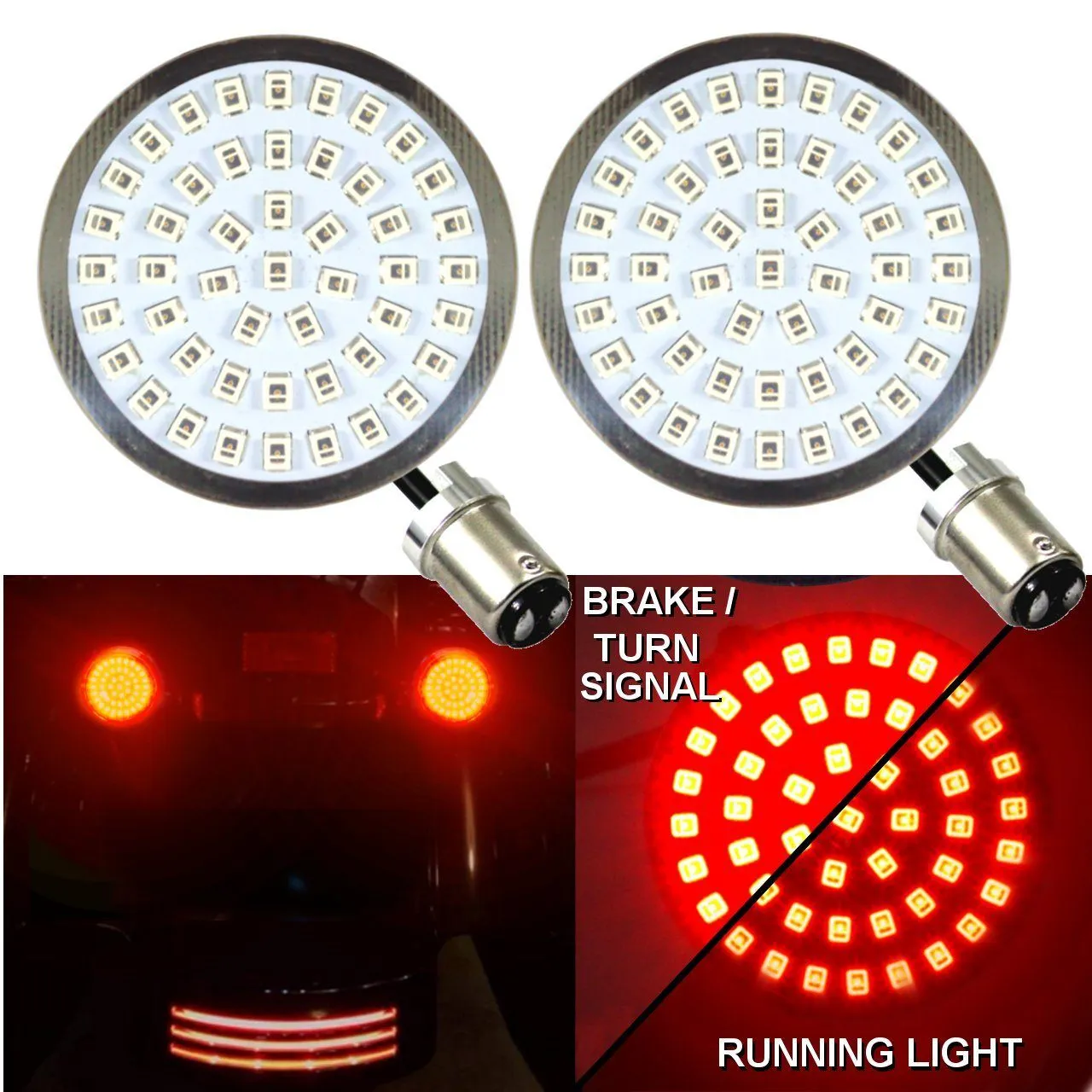Eagle Lights Rear LED Turn Signal, Brake and Running Light Kit for Harley Davidson Motorcycles - Generation II / 1157 Base