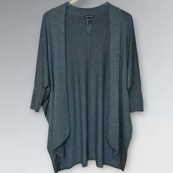 Eileen Fisher Charcoal Gray Women's Open Front Cardigan Soft Sweater Size: S/M