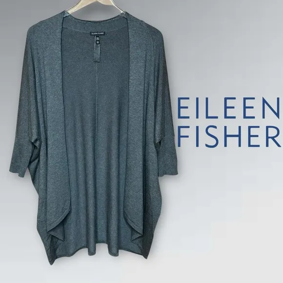 Eileen Fisher Charcoal Gray Women's Open Front Cardigan Soft Sweater Size: S/M