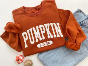 Embossed Fall Pumpkin Season Crewneck Sweatshirt