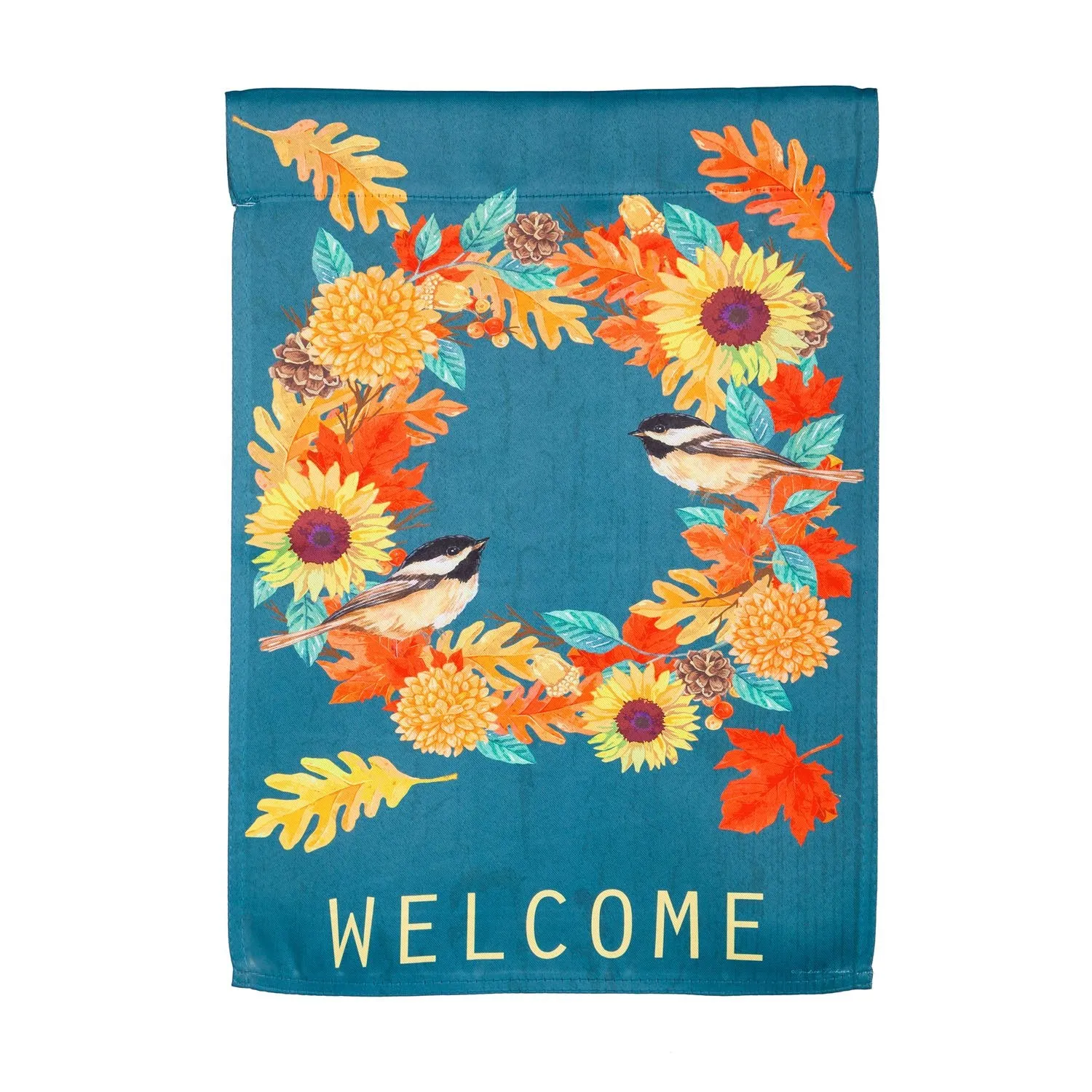 Fall Chickadee Wreath Garden Suede Flag,14s9907