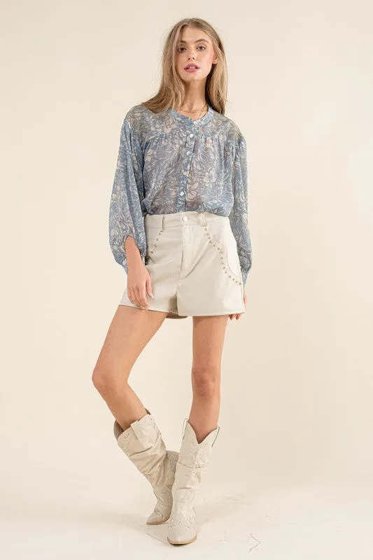 Faux Leather Suede Studded Mini Shorts