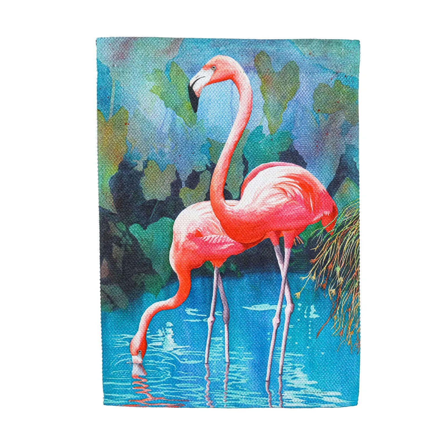Flamingo Couple Garden Textured Suede Flag,14es10231