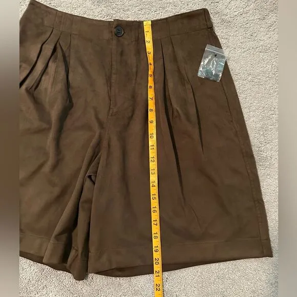 Free People We The Free Vegan Straight On Suede Shorts Slouchy Pleated Low Large