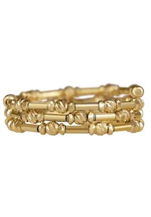 Gold Beads Spiral Ring